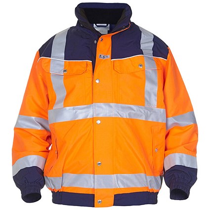 Hydrowear Furth High Visibility Simply No Sweat Pilot Two Tone Jacket, Orange & Navy Blue, Medium