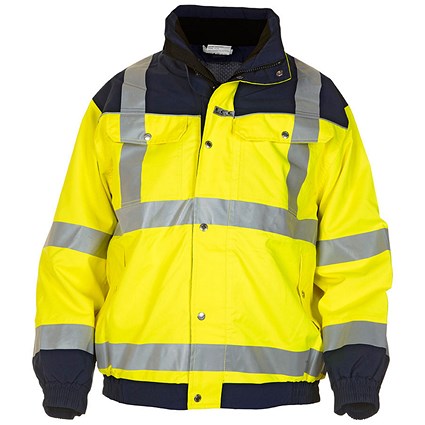 Hydrowear Furth High Visibility Simply No Sweat Pilot Two Tone Jacket, Saturn Yellow & Navy Blue, Large