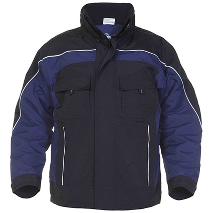 Hydrowear Rimini Simply No Sweat Waterproof Fixed Lining Pilot Jacket, Black & Navy Blue, Large