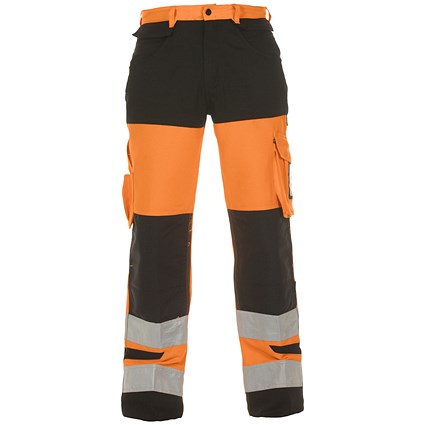 Hydrowear Hertford High Visibility Two Tone Trousers, Orange & Black, 30