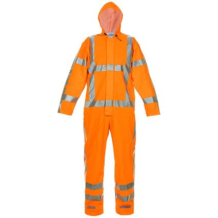 Hydrowear Norg Multi Hydrosoft Flame Retardant Anti-Static High Visibility Waterproof Coverall, Orange, Large