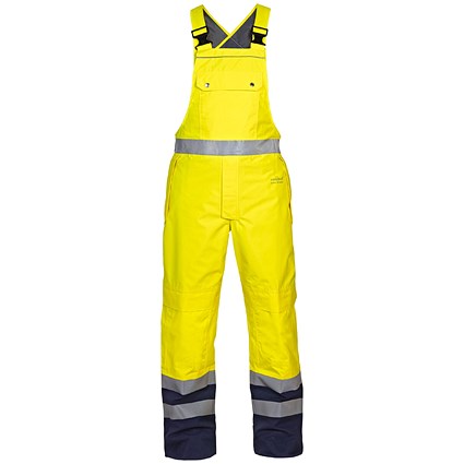 Hydrowear Utting Simply No Sweat High Visibility Waterproof Bib & Brace, Saturn Yellow & Navy Blue, 4XL