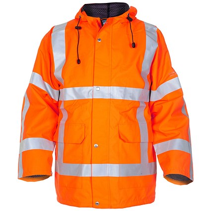 Hydrowear Uithoorn Simply No Sweat High Visibility Waterproof Parka, Orange 3XL