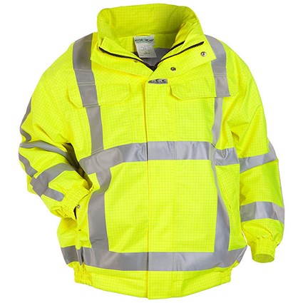 Hydrowear Moers Flame Retardant Anti-Static High Visibility Waterproof Pilot Jacket, Saturn Yellow, Large