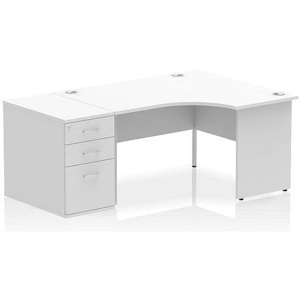 Impulse 1400mm Corner Desk with 800mm Desk High Pedestal, Right Hand, Panel End Leg, White