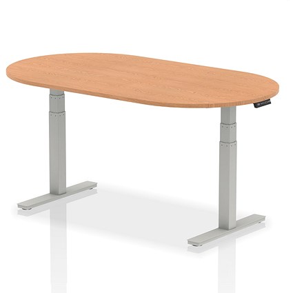 Impulse Sit-Standing Boardroom Table, 1800mm, Silver Leg, Oak