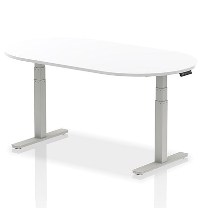 Impulse Sit-Standing Boardroom Table, 1800mm, Silver Leg, White