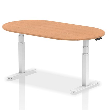 Impulse Sit-Standing Boardroom Table, 1800mm, White Leg, Oak