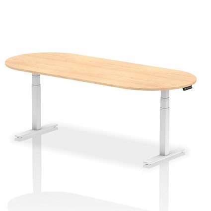 Impulse Sit-Standing Boardroom Table, 2400mm, White Leg, Maple