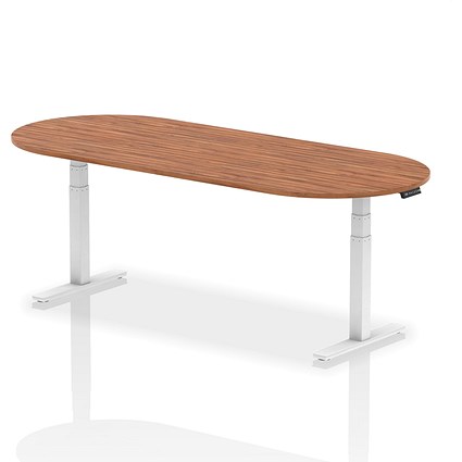 Impulse Sit-Standing Boardroom Table, 2400mm, White Leg, Walnut