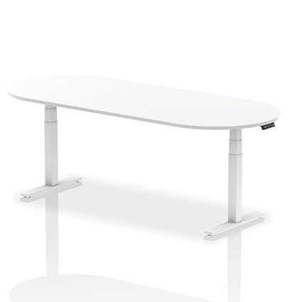 Impulse Sit-Standing Boardroom Table, 2400mm, White Leg, White