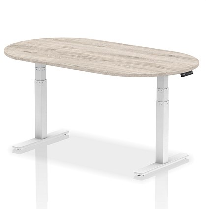 Impulse Sit-Standing Boardroom Table, 1800mm, White Leg, Grey Oak