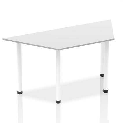 Impulse Trapezoidal Table, 1600mm, White, White Post Leg