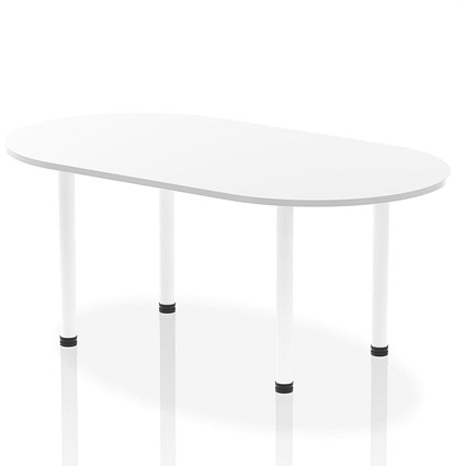 Impulse Boardroom Table, 1800mm, White, White Post Leg