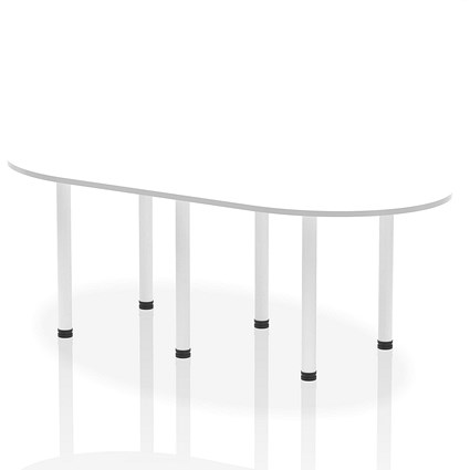 Impulse Boardroom Table, 2400mm, White, White Post Leg