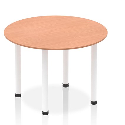 Impulse Circular Table, 1000mm, Beech, White Post Leg