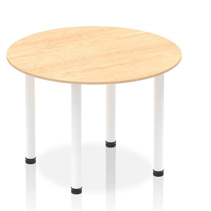 Impulse Circular Table, 1000mm, Maple, White Post Leg