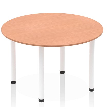 Impulse Circular Table, 1200mm, Beech, White Post Leg