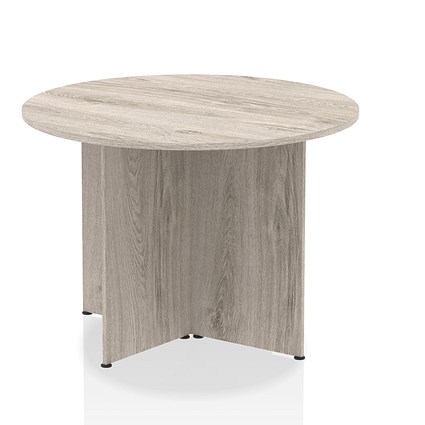 Impulse Circular Table, 1000mm, Grey Oak, Arrowhead Leg