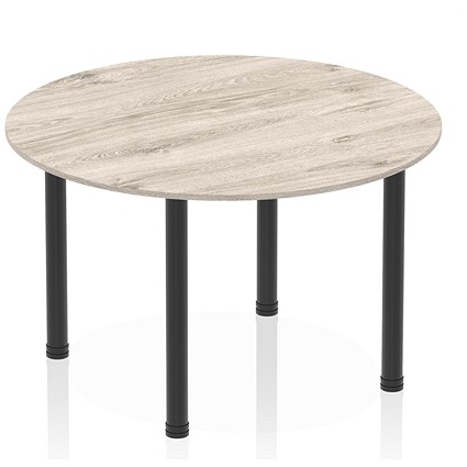 Impulse Circular Table, 1200mm, Grey Oak, Black Post Leg