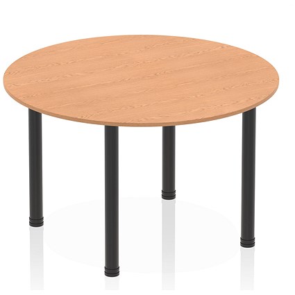 Impulse Circular Table, 1200mm, Oak, Black Post Leg