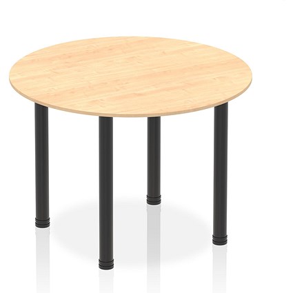 Impulse Circular Table, 1000mm, Maple, Black Post Leg