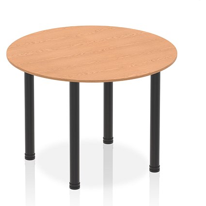 Impulse Circular Table, 1000mm, Oak, Black Post Leg