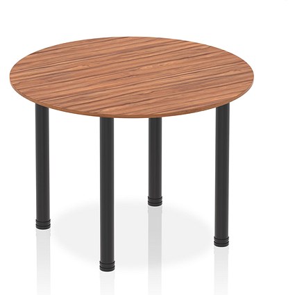 Impulse Circular Table, 1000mm, Walnut, Black Post Leg