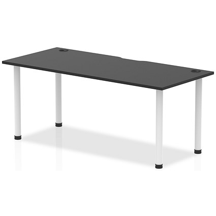 Impulse Rectangular Table, 1800mm x 800mm, Black, White Post Leg