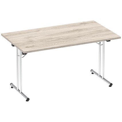 Impulse Rectangular Folding Table, 1400mm, Grey Oak