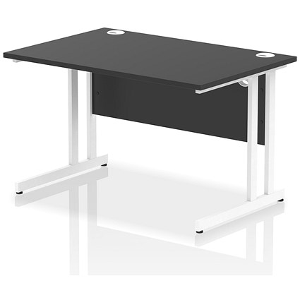 Impulse 1200mm Rectangular Desk, White Cantilever Leg, Black