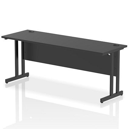 Impulse 1800mm Slim Rectangular Desk, Black Cantilever Leg, Black