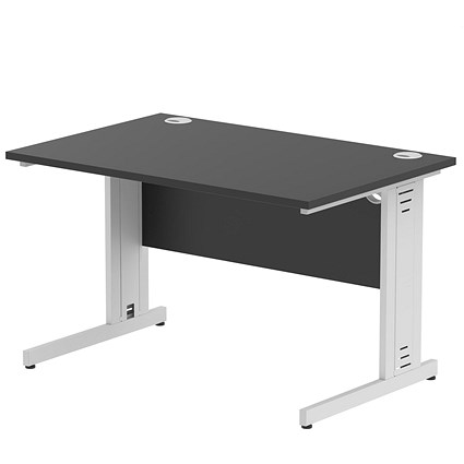 Impulse 1200mm Rectangular Desk, Silver Cable Managed Leg, Black