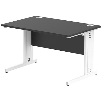 Impulse 1200mm Rectangular Desk, White Cable Managed Leg, Black