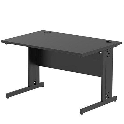 Impulse 1200mm Rectangular Desk, Black Cable Managed Leg, Black