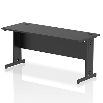 Impulse 1600mm Slim Rectangular Desk, Black Cable Managed Leg, Black