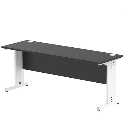 Impulse 1800mm Slim Rectangular Desk, White Cable Managed Leg, Black