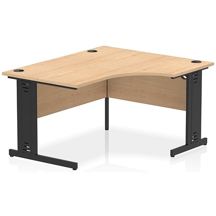 Impulse 1400mm Corner Desk, Right Hand, Black Cable Managed Leg, Maple