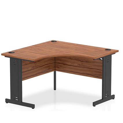 Impulse 1200mm Corner Desk, Black Cable Managed Leg, Walnut