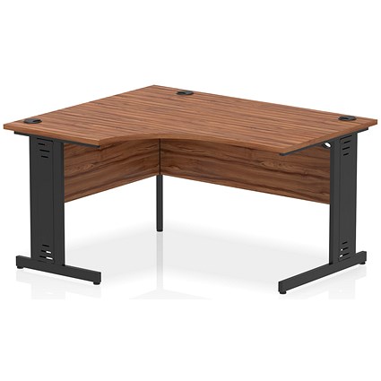 Impulse 1400mm Corner Desk, Left Hand, Black Cable Managed Leg, Walnut