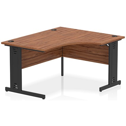 Impulse 1400mm Corner Desk, Right Hand, Black Cable Managed Leg, Walnut