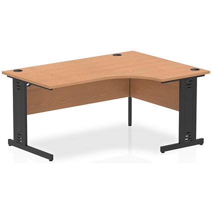 Impulse 1600mm Corner Desk, Right Hand, Black Cable Managed Leg, Oak