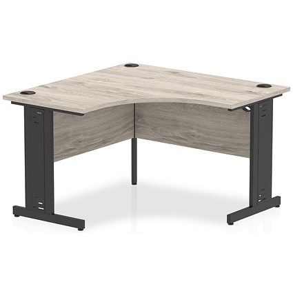 Impulse 1200mm Corner Desk, Black Cable Managed Leg, Grey Oak