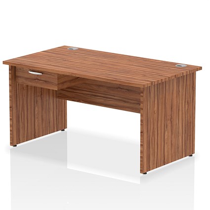 Impulse 1400mm Rectangular Desk with attached Pedestal, Panel End Leg, Walnut