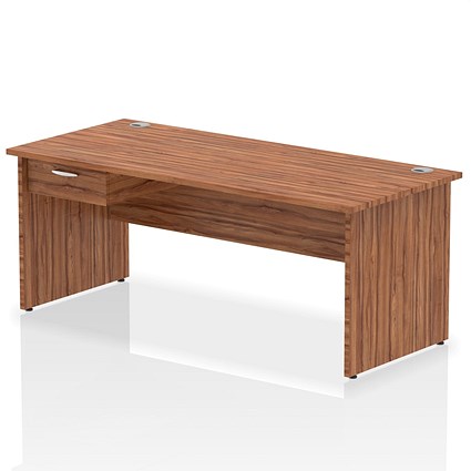 Impulse 1800mm Rectangular Desk with attached Pedestal, Panel End Leg, Walnut