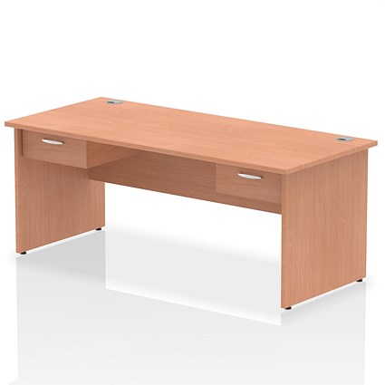 Impulse 1800mm Rectangular Desk with 2 attached Pedestals, Panel End Leg, Beech