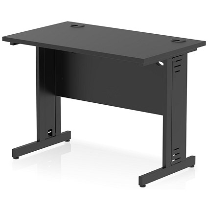 Impulse 1000mm Slim Rectangular Desk, Black Cable Managed Leg, Black