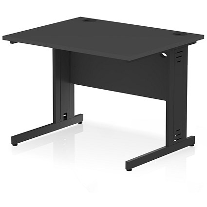 Impulse 1000mm Rectangular Desk, Black Cable Managed Leg, Black