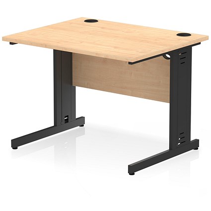 Impulse 1000mm Rectangular Desk, Black Cable Managed Leg, Maple