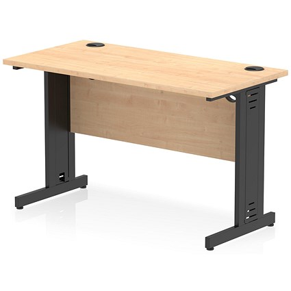 Impulse 1200mm Slim Rectangular Desk, Black Cable Managed Leg, Maple